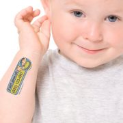 Example of one-line water applied safety tattoo
