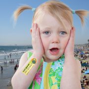 Peel and stick child safety tattoo Beach